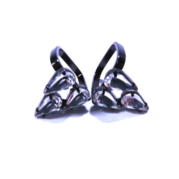 Joomi Lim Cascading Teardrop  Gunmetal Swarovski Crystal Ring Set NWOT 145 - Picture 1 of 4